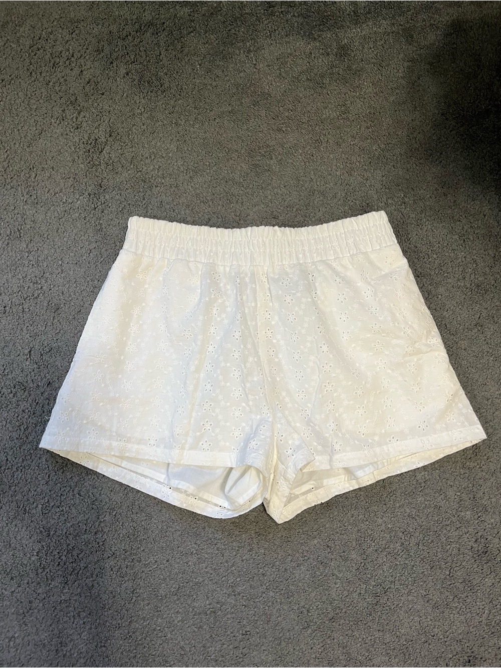 H&M White Eyelet Linen Shorts